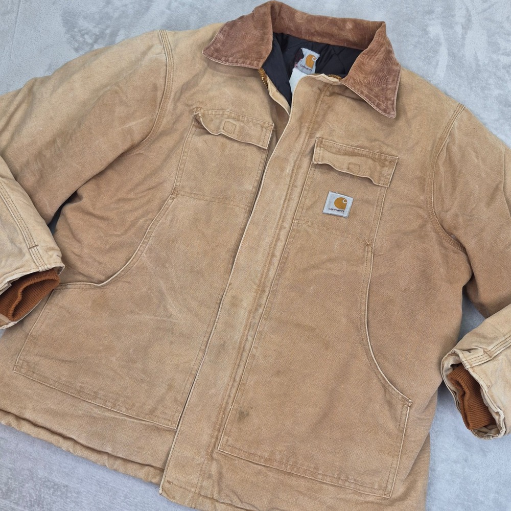 Carhartt Corduroy Canvas Mens Arctic Quilt Lined Classic Coat Brown Chore Barn L